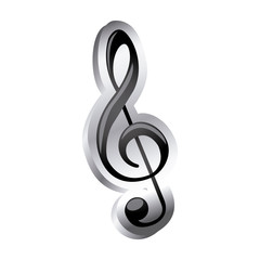 sign music treble clef icon relief vector illustration