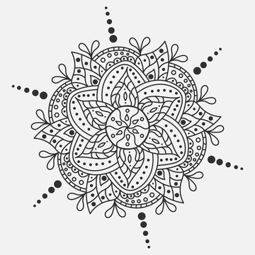 Vector mandala. Round ornament. Traditional indian symbol. Graphic template for your design.