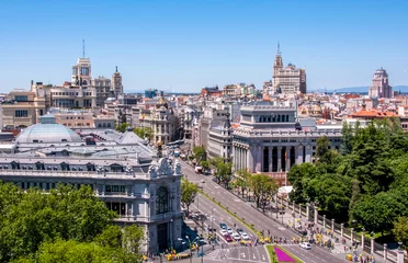 Fotobehang Panoramic views of Madrid from the lookout Cibeles Palace, Spain © Maks_Ershov