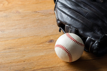 baseball glove and baseball