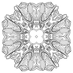 Vector illustration of Celtic raven ornament mandala black and white