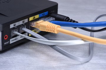 Router with Network Line Cables