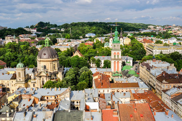 Top view of the Lviv, Ukraine