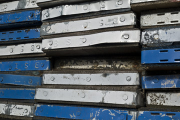 Piled up Scaffolding Planks Close Up