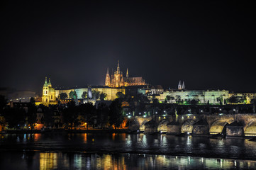 Fototapeta na wymiar View of the night city of Prague, Czech Republic