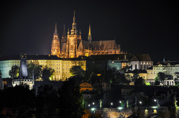 Fototapeta na wymiar View of the night city of Prague, Czech Republic