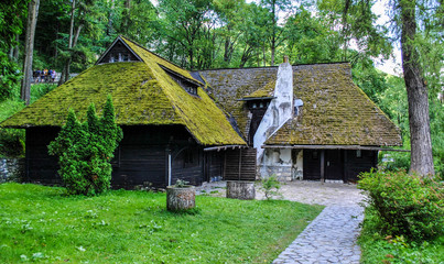 Fototapeta na wymiar Old house on the territory of the Bran Castle in Romania