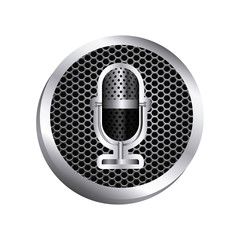 emblem microphone icon stock, vector illustration design