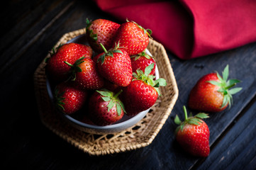 eating fresh strawberry