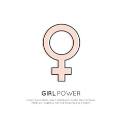 Vector Icon Style Illustration Concept of Feminism Movement, LGBT Society, Girl Power, Female Future Protest, Isolated Symbol for Web, Mobile or T-Shirt Design