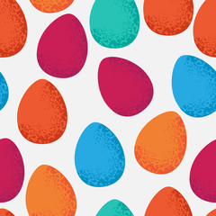 Seamless pattern of colorful Easter eggs on white background
