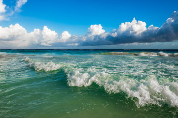 Waves crashing on the beach