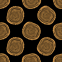 Tree Rings Seamless Vector Pattern. Saw cut tree trunk background. Vector Illustration.