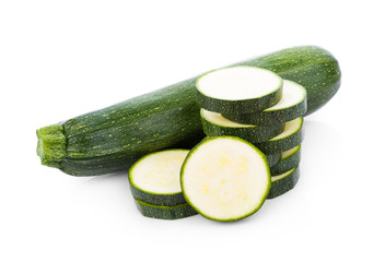 green zucchini vegetables isolated on white background