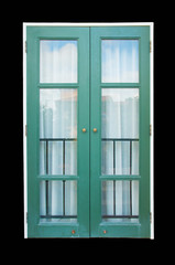 Green antique doors with tuscany style