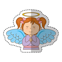 little girl angel character vector illustration design