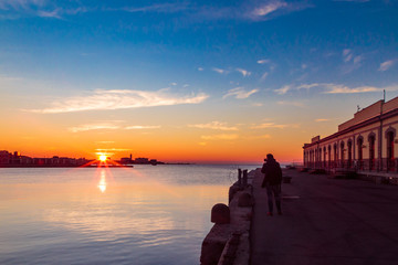 Fototapeta premium sunset in front of the city of Trieste
