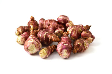 White background is sweet potato, Jerusalem, pictures

