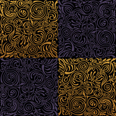 Seamless islamic floral pattern. Vintage gold ornament. Flower tiled texture square background Vector