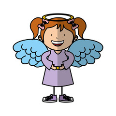 little girl angel character vector illustration design