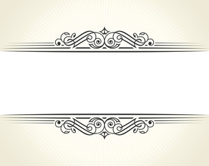 Fototapeta premium Banner islam ethnic design. White Invitation vintage label frame. Blank sticker emblem. Eastern black illustration for text