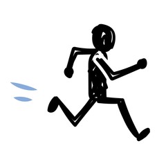 人物のシルエットイラスト　走る