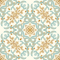 Vector seamless gold pattern with art ornament. Vintage elements for design in Victorian style