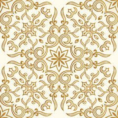 Vector seamless gold pattern with art ornament. Vintage elements for design in Victorian style