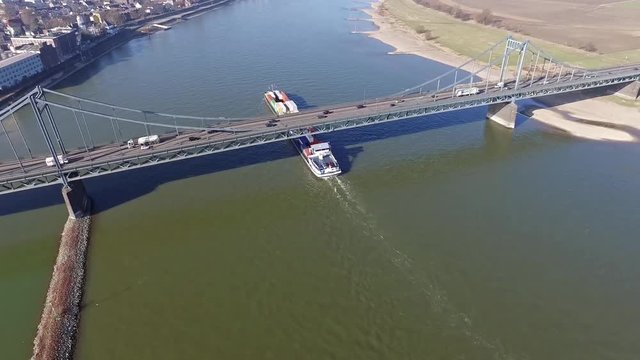 Aerial time lapse of the bridge between Krefeld and Duisburg