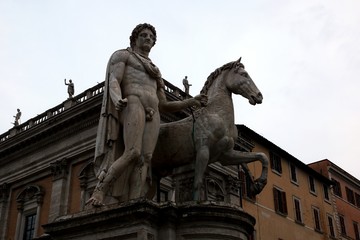 Fototapeta na wymiar Statue on the Capitoline Hill in Rome, Italy