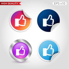 Colored icon or button of ok symbol with background