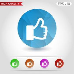 Colored icon or button of ok symbol with background