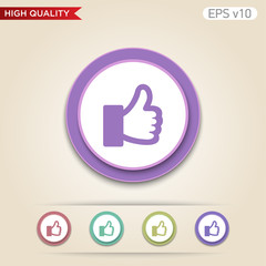 Obraz premium Colored icon or button of ok symbol with background