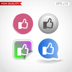 Colored icon or button of ok symbol with background