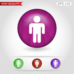 Colored icon or button of men symbol with background