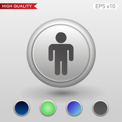 Colored icon or button of men symbol with background