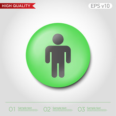 Colored icon or button of men symbol with background