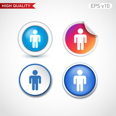 Colored icon or button of men symbol with background