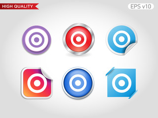 Colored icon or button of circle symbol with background