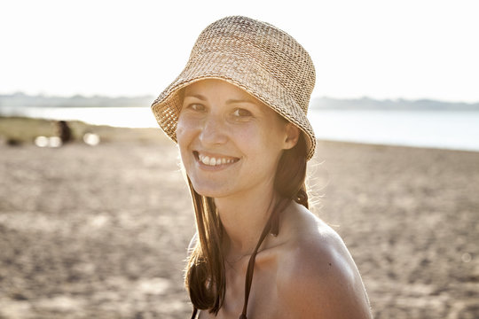 Croatia, Dalmatia, Young Woman on Beach, Portrait