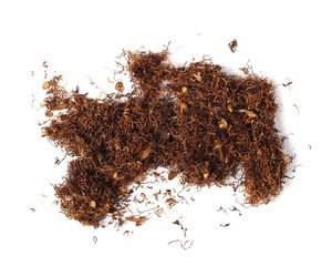 Dark tobacco isolated on white background, bright Virginia with dark rich Kentucky