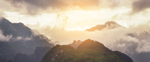Sunset mountain with the fog at Chiangrai.