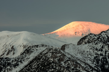 Sunrise in winter Tatra mountains, Poland, Czerwone Wierchy (Red peaks)