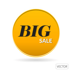Big sale poster, banner. Yellow color big sale, clearance. Vector illustration on isolated background. Market template design.