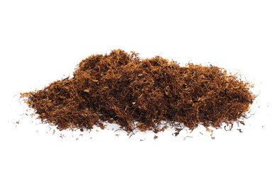Dark tobacco isolated on white background, bright Virginia with dark rich Kentucky