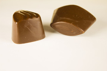 Chocolate bars stack on white background