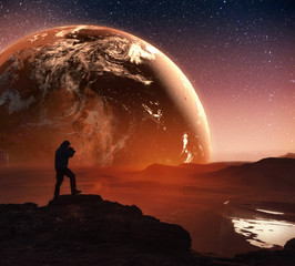 Realistic 3D Earth Lyustration. Courtesy of NASA. Man in Space. 