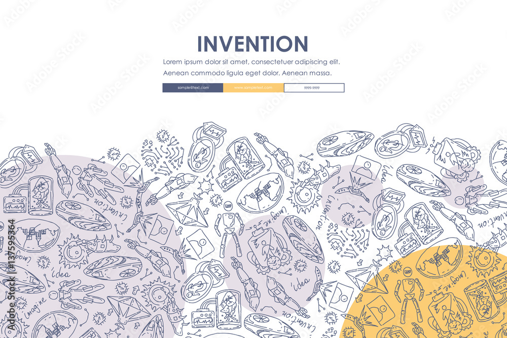 Wall mural invention Doodle Website Template Design