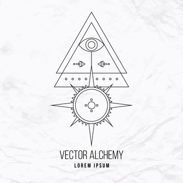 Vector geometric alchemy symbol