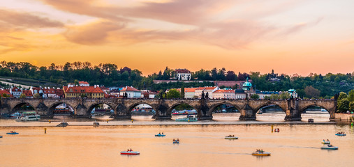 Fototapeta na wymiar Prague, Charles bridge in sunset